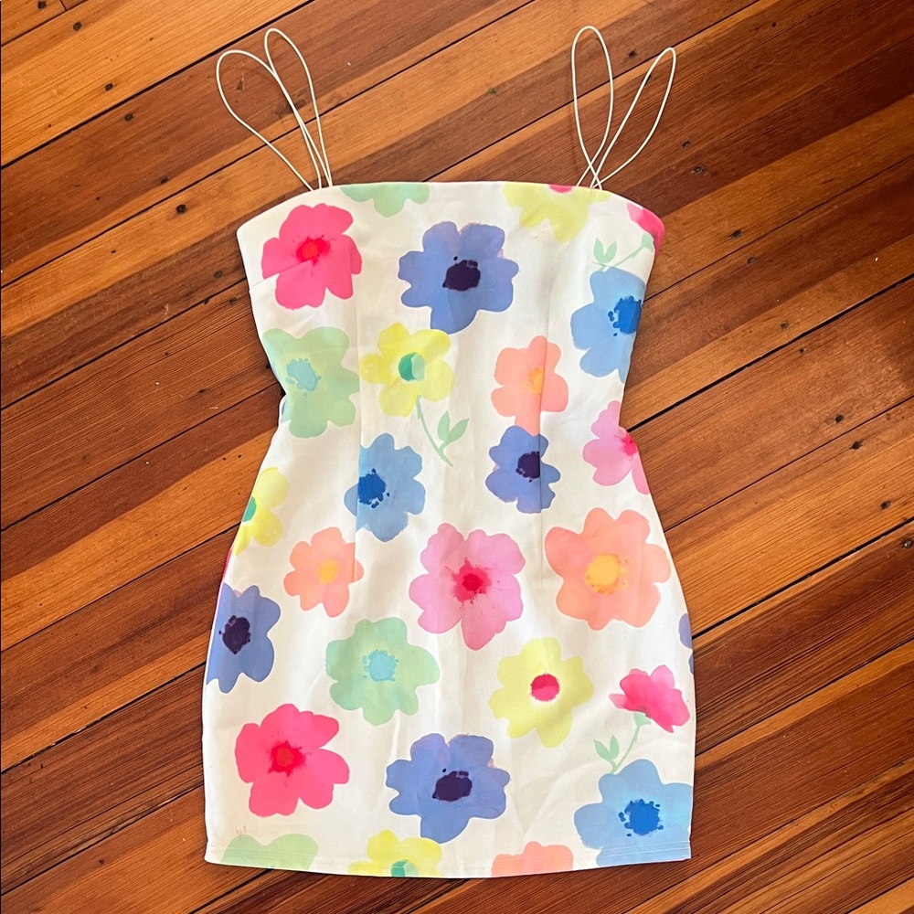 White Fox Floral Mini Dress